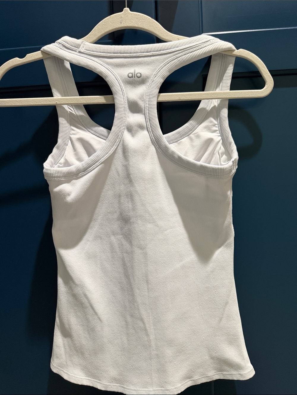 ALO Yoga White Ribbed Racerback Tank, Small - Picture 3 of 3
